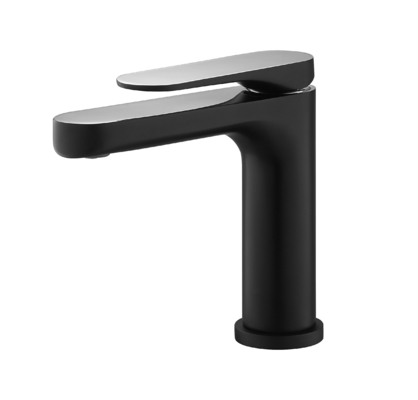 マットブラック＆クローム 洗面台用蛇口 25mm セラミックカートリッジ蛇口