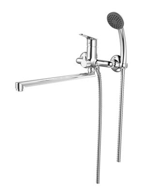 ロングスパウト シングルレバー バス混合栓 壁付け用 クローム